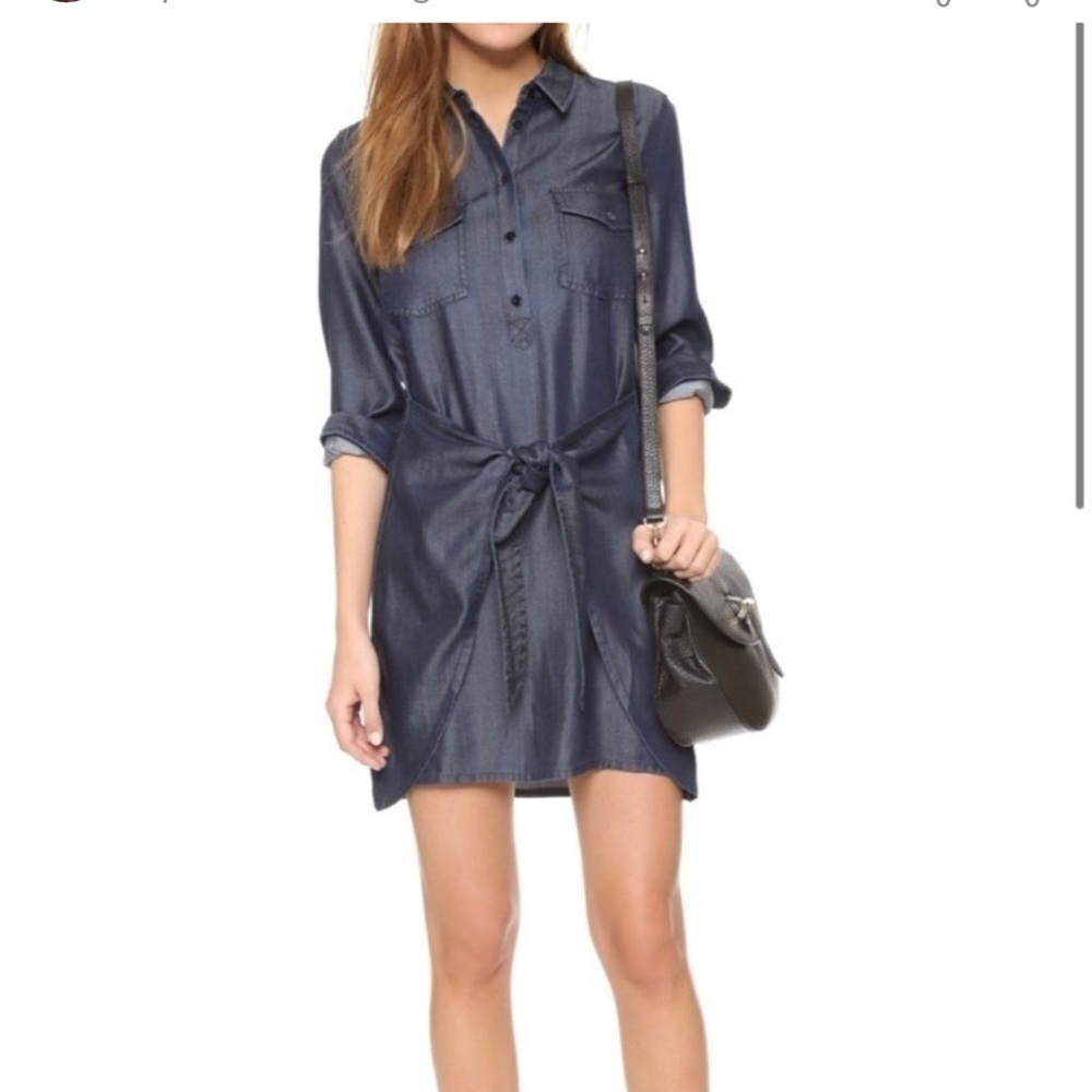 Club Monaco | Ladore Denim Tie Front Shirt Dress